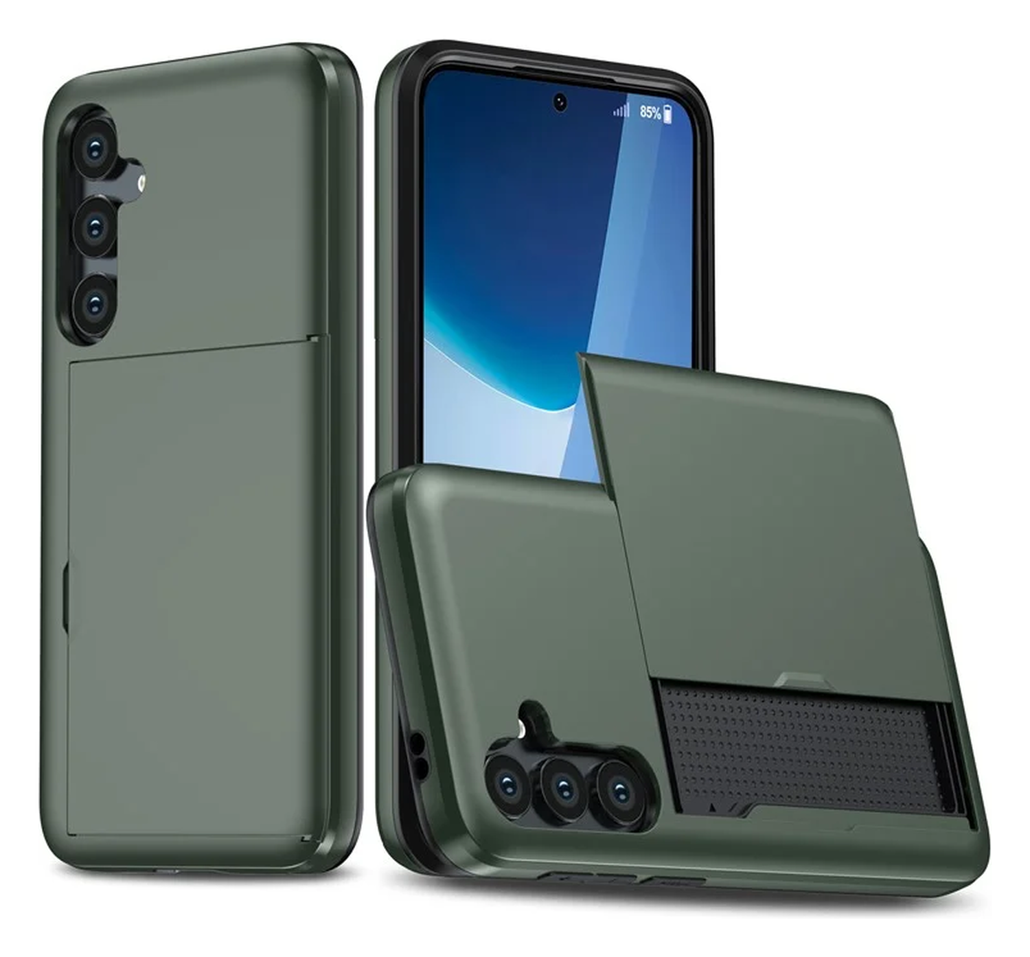 Samsung Galaxy A16 Hoesje met Slider Kaarthouder Back Cover Groen afbeelding 1