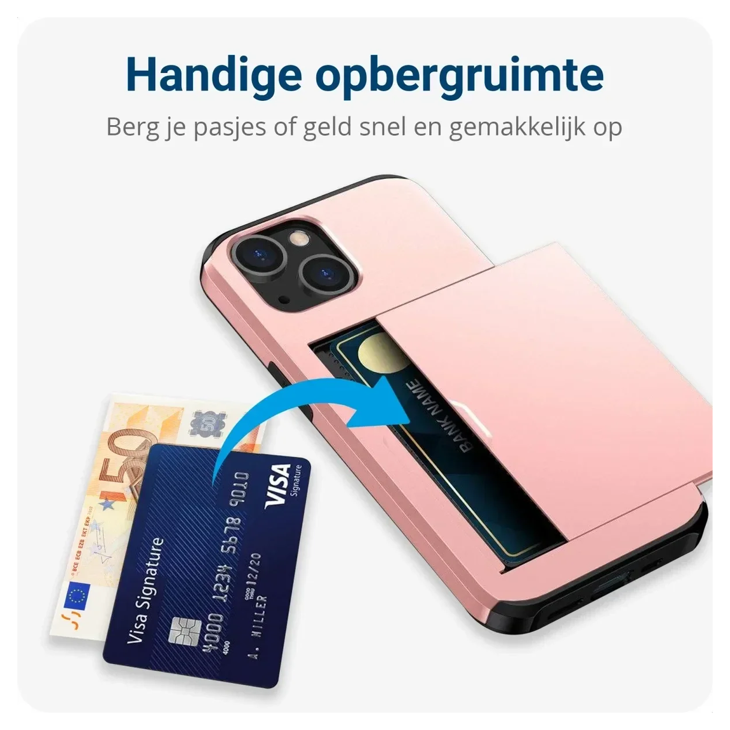 Samsung Galaxy A16 Hoesje met Slider Kaarthouder Back Cover Roze afbeelding 8
