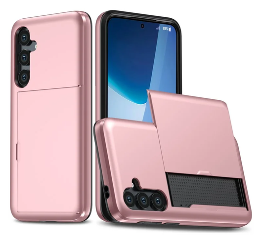 Samsung Galaxy A16 Hoesje met Slider Kaarthouder Back Cover Roze afbeelding 1
