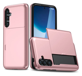 Samsung Galaxy A16 Hoesje met Slider Kaarthouder Back Cover Roze