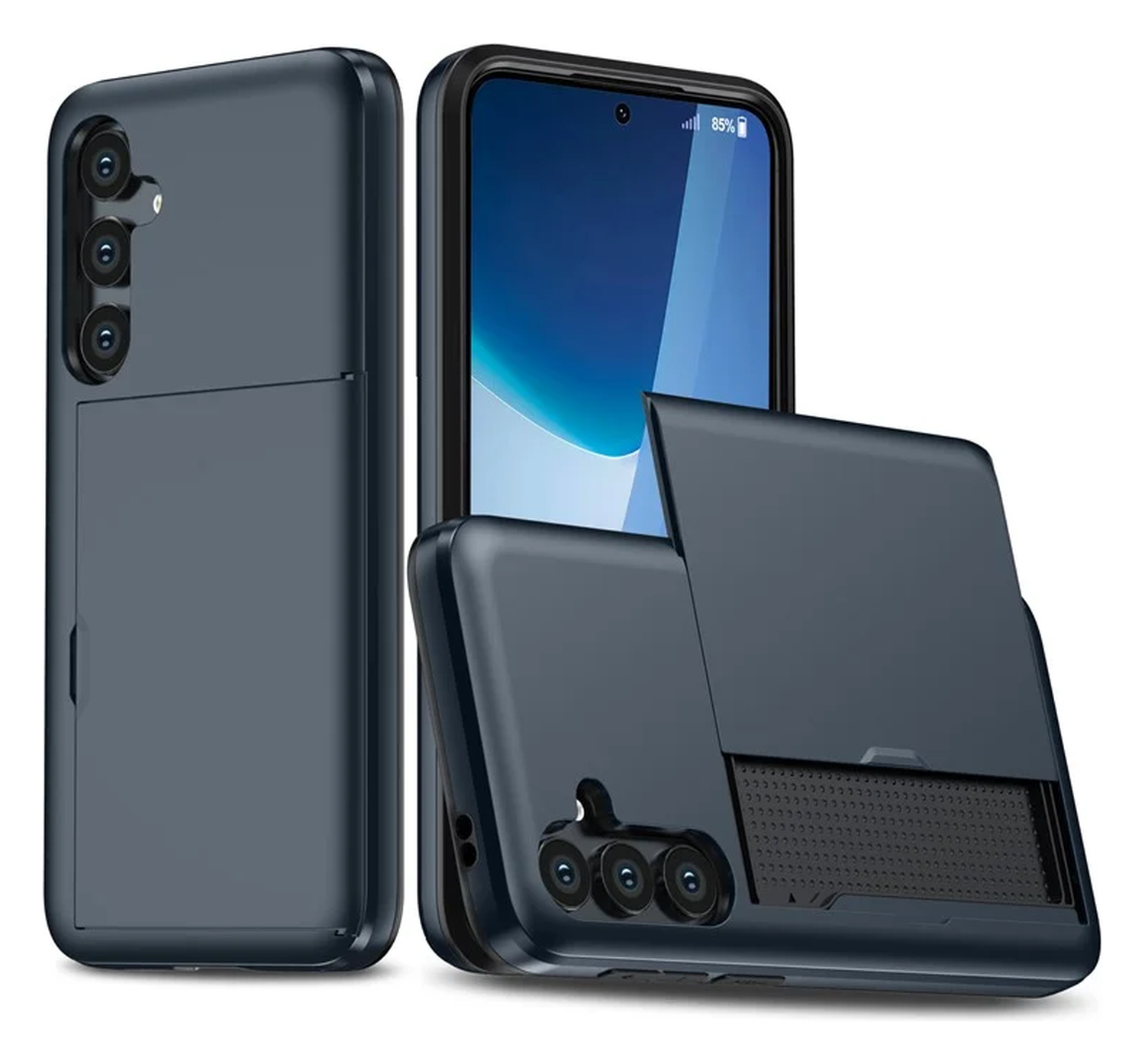 Samsung Galaxy A16 Hoesje met Slider Kaarthouder Back Cover Blauw afbeelding 1