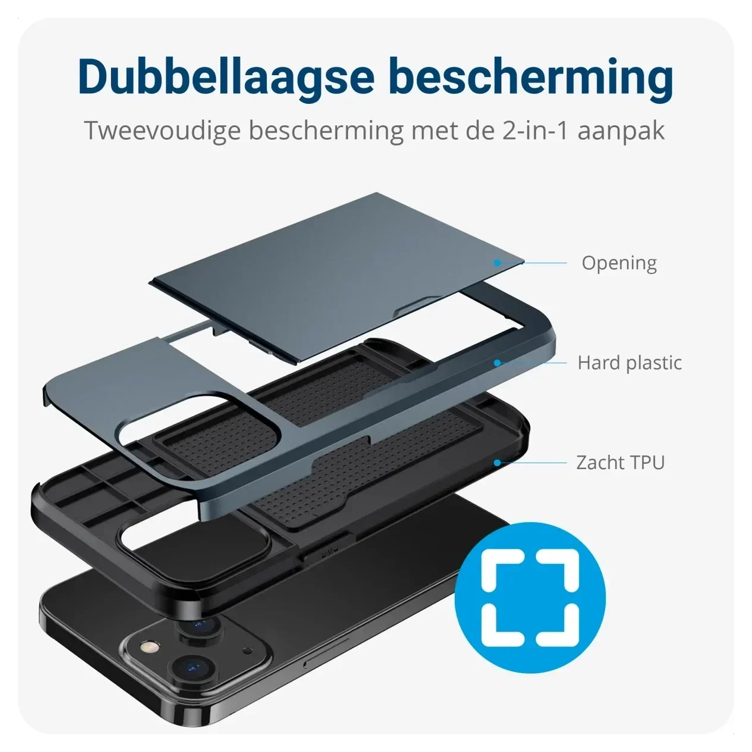 Samsung Galaxy A16 Hoesje met Slider Kaarthouder Back Cover Blauw afbeelding 8