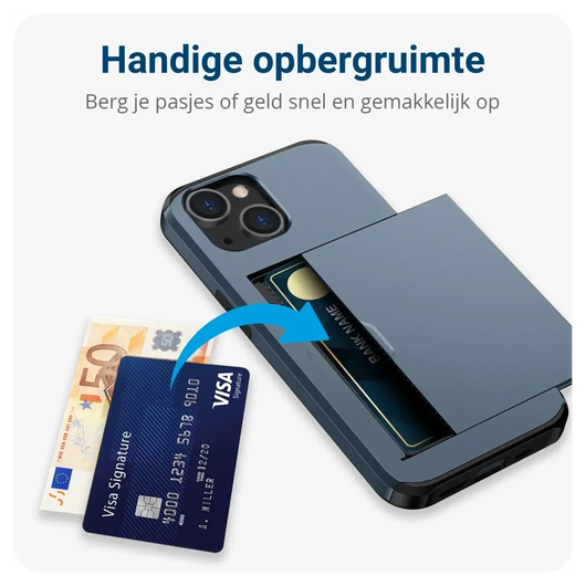 Samsung Galaxy A16 Hoesje met Slider Kaarthouder Back Cover Blauw afbeelding 5