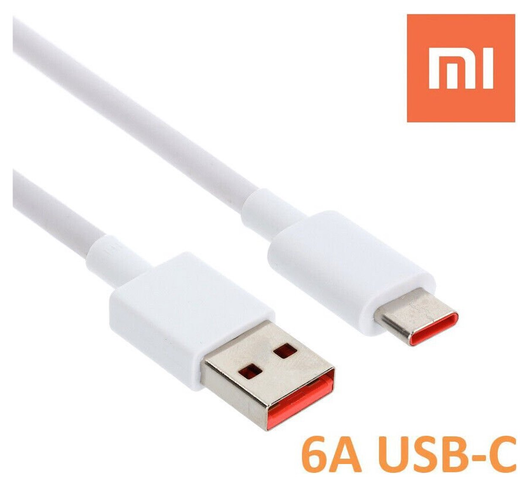 Originele Xiaomi USB-A naar USB-C Kabel 6A 1M Wit afbeelding 2