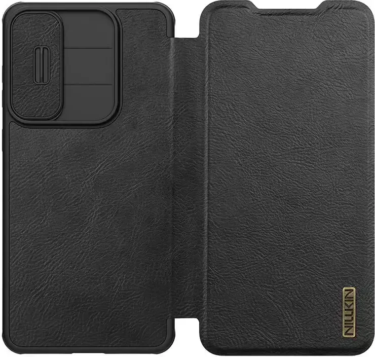 Nillkin Qin Pro Samsung Galaxy S25 Edge Hoesje Book Case met Camera Slider Zwart afbeelding 2