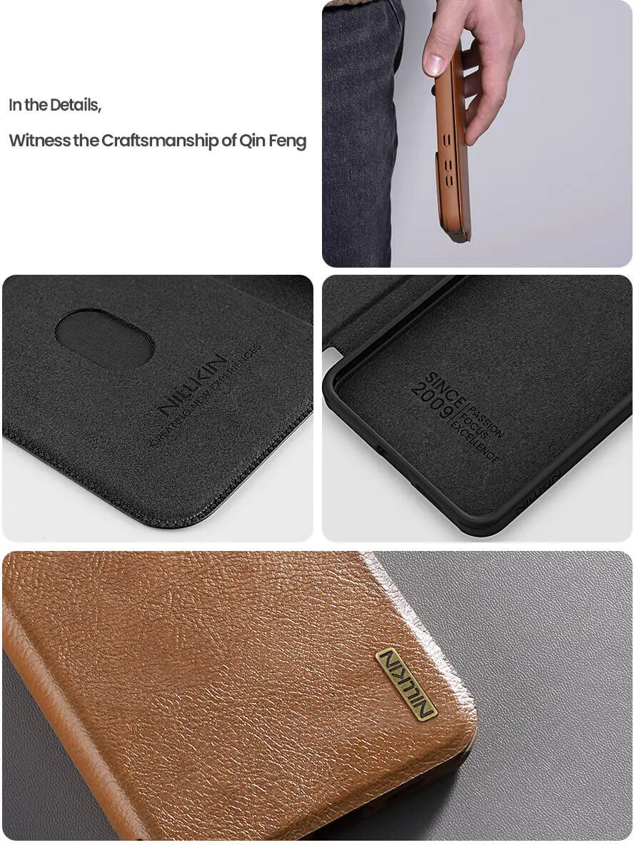 Nillkin Qin Pro Samsung Galaxy S25 Edge Hoesje Book Case met Camera Slider Bruin afbeelding 6