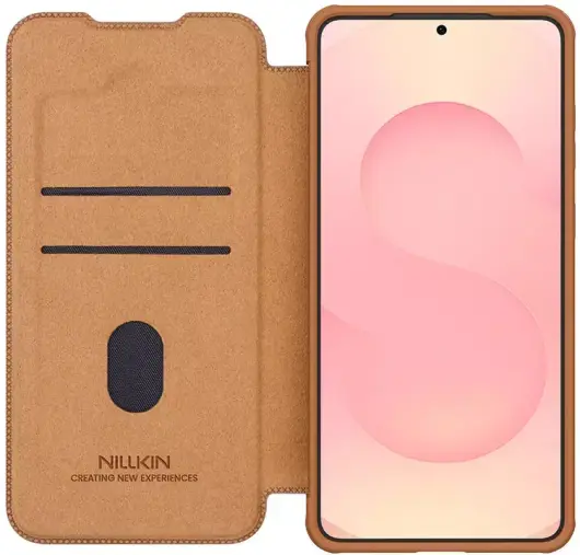 Nillkin Qin Pro Samsung Galaxy S25 Edge Hoesje Book Case met Camera Slider Bruin afbeelding 1