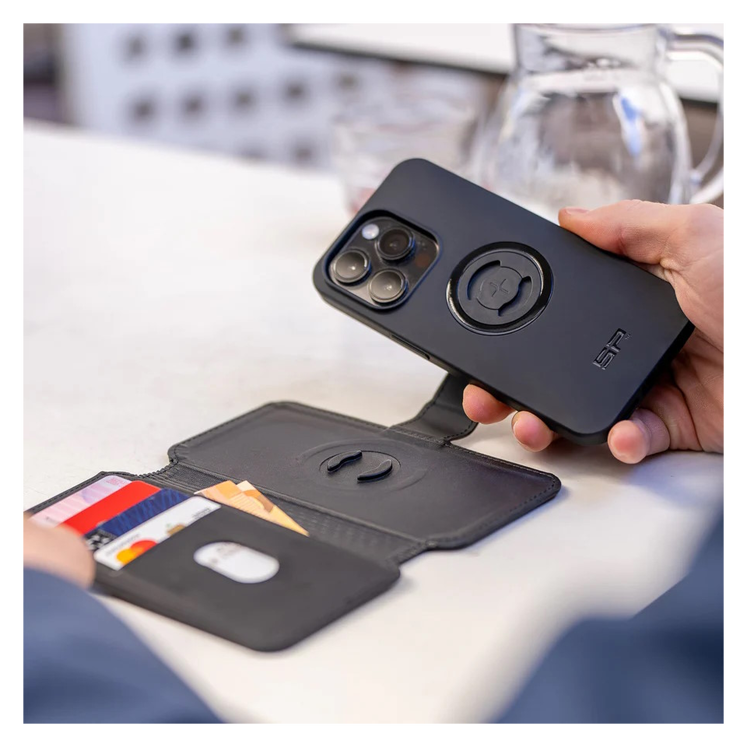 SP Connect SPC+ Magnetic Card Wallet Flip Case - MagSafe Kaarthouder Zwart (M) afbeelding 3