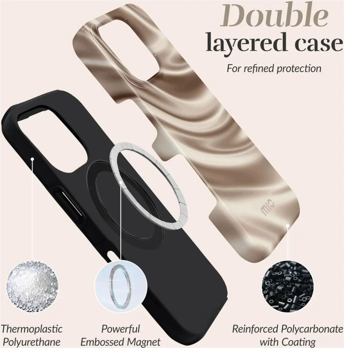 MIO MagSafe iPhone 16e Hoesje Hard Shell Back Cover Silky Dreams afbeelding 6