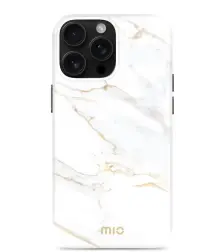 MIO MagSafe Apple iPhone 16 Pro Hoesje Hard Shell Back Cover White Marble afbeelding
