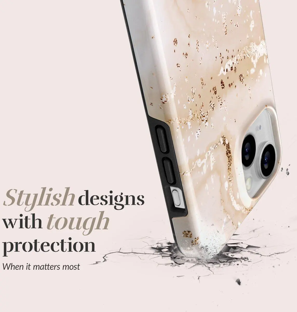 MIO MagSafe iPhone 16e Hoesje Hard Shell Back Cover Gold Marble afbeelding 4