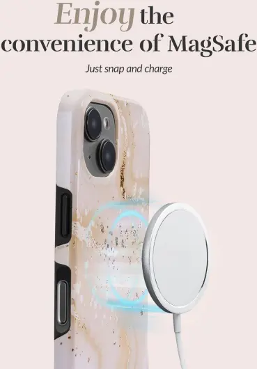 MIO MagSafe iPhone 16e Hoesje Hard Shell Back Cover Gold Marble afbeelding 3