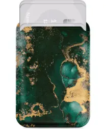 MIO Card Holder Universele MagSafe Kaarthouder / Pasjeshouder Green Marble afbeelding