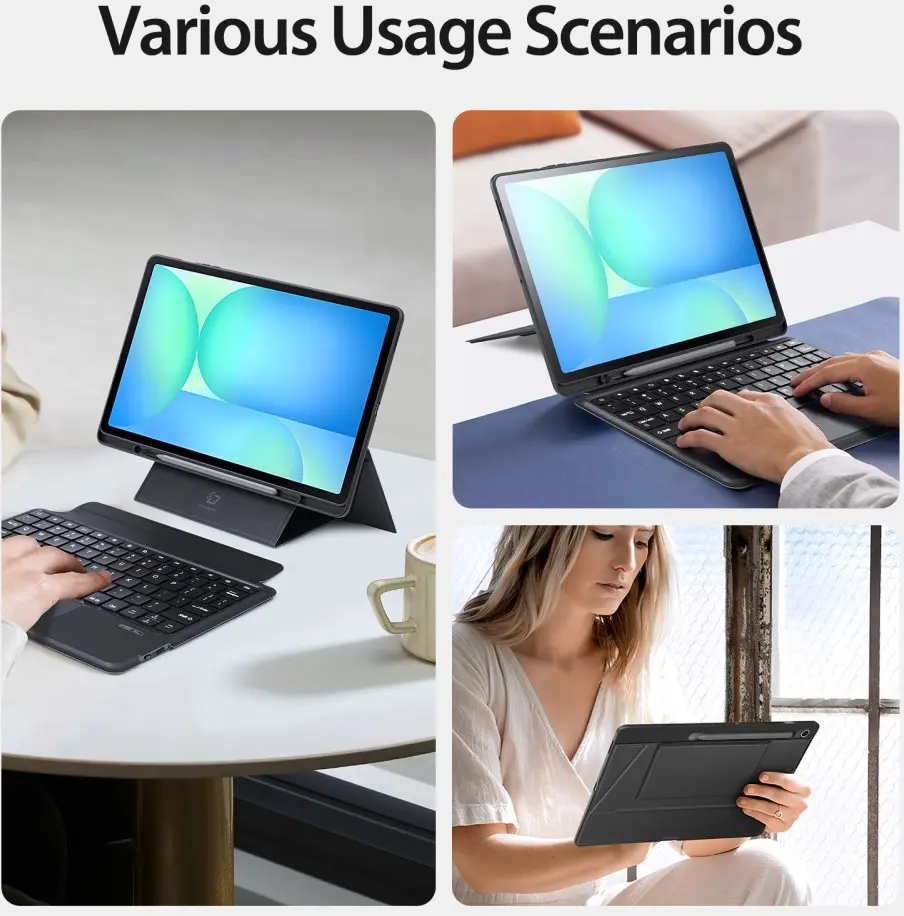 Dux Ducis Samsung Galaxy Tab S10 FE Plus Hoes Bluetooth Toetsenbord Zwart afbeelding 6