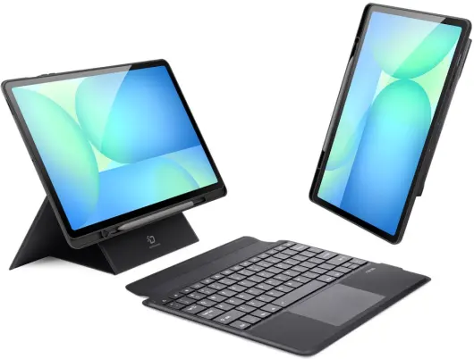 Dux Ducis Samsung Galaxy Tab S10 FE Plus Hoes Bluetooth Toetsenbord Zwart afbeelding 1