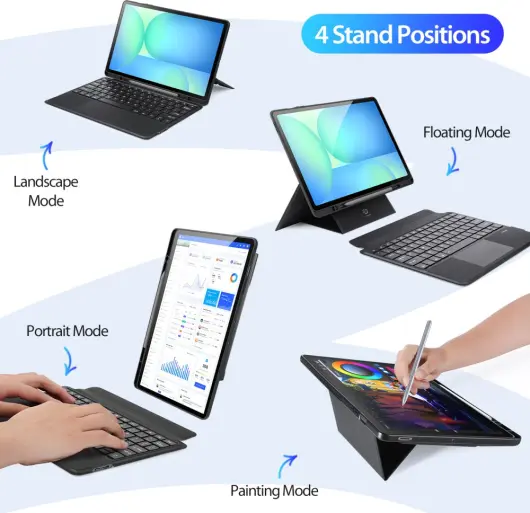 Dux Ducis Samsung Galaxy Tab S10 FE Plus Hoes Bluetooth Toetsenbord Zwart afbeelding 7