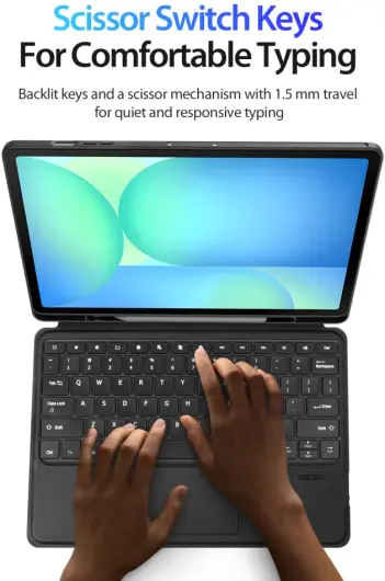 Dux Ducis Samsung Galaxy Tab S10 FE Plus Hoes Bluetooth Toetsenbord Zwart afbeelding 9