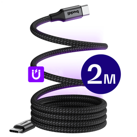 Buddi Flex USB-C naar USB-C Magnetische Kabel 60W Fast Charge 2M Zwart