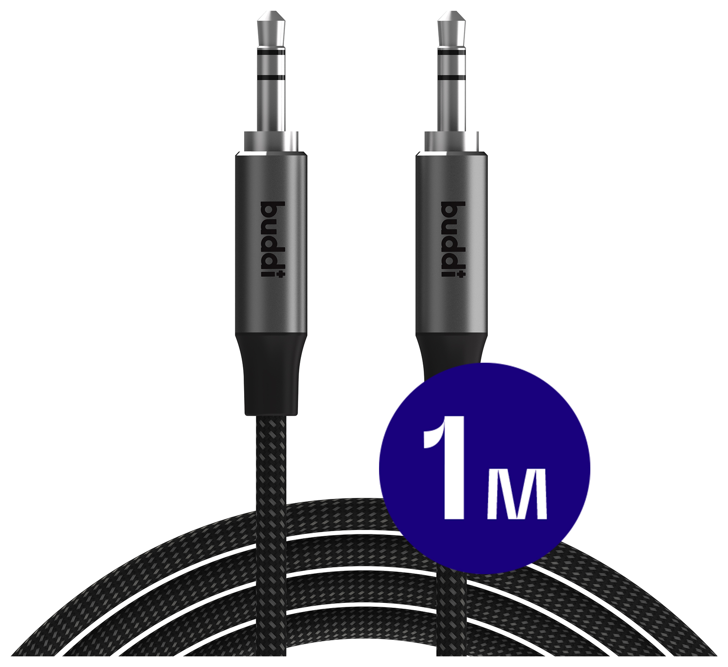 Buddi Flex 3.5mm Jack Aux Audio Kabel 1 Meter Zwart afbeelding 1