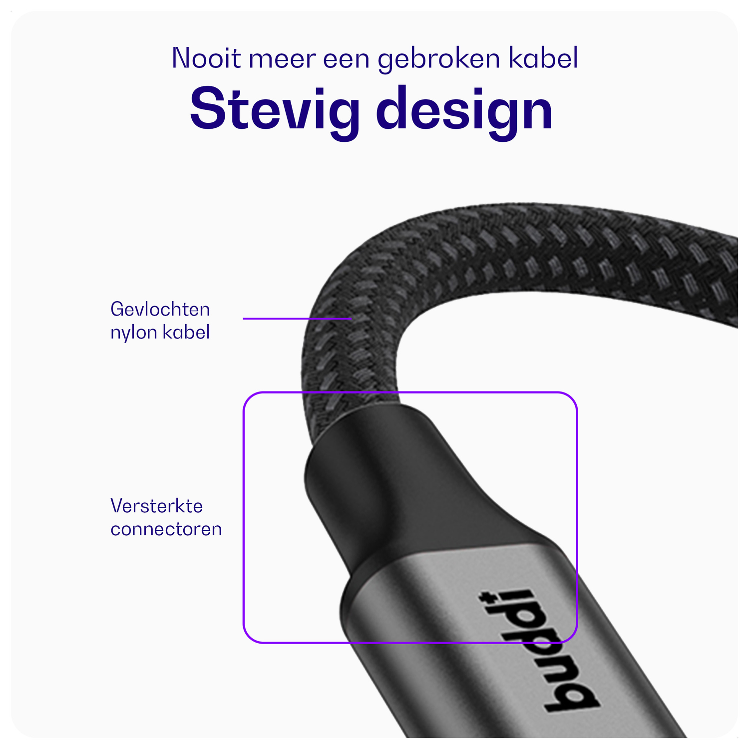 Buddi Flex 3.5mm Jack Aux Audio Kabel 1 Meter Zwart afbeelding 2