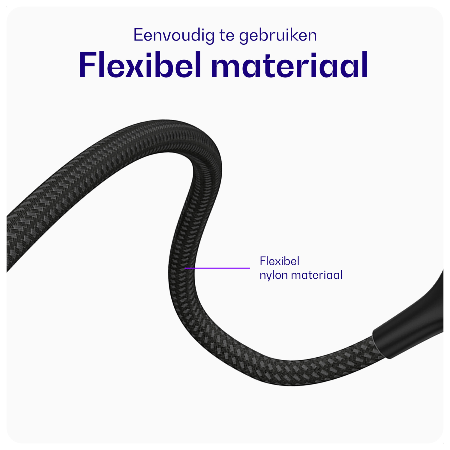 Buddi Flex 3.5mm Jack Aux Audio Kabel 1 Meter Zwart afbeelding 3