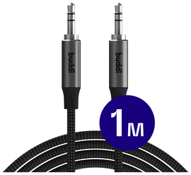 Buddi Flex 3.5mm Jack Aux Audio Kabel 1 Meter Zwart