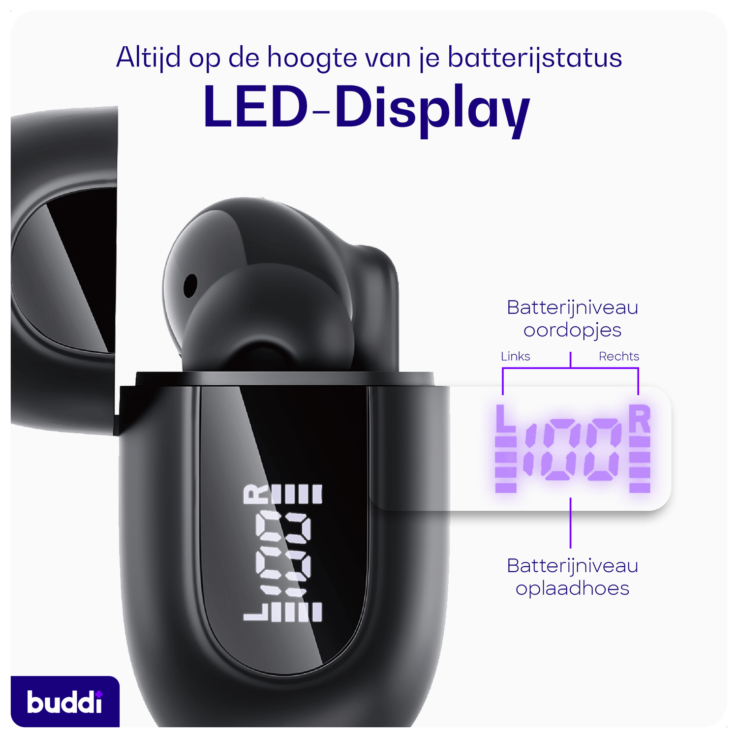 Buddi Pulse Draadloze Oordopjes Noise Cancelling ANC + ENC Zwart afbeelding 5