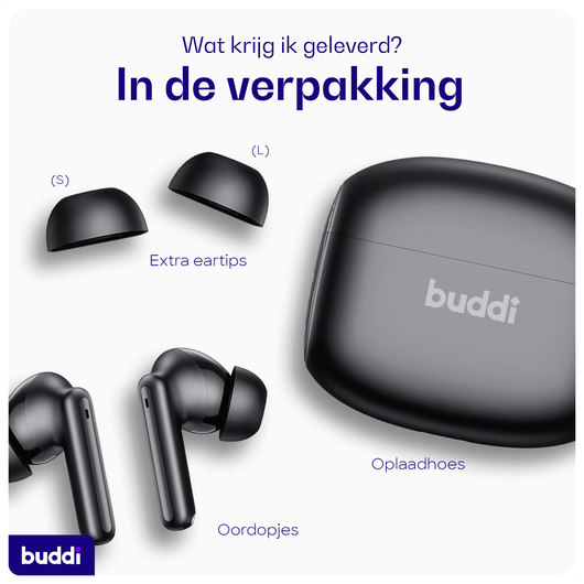 Buddi Pulse Draadloze Oordopjes Noise Cancelling ANC + ENC Zwart afbeelding 8