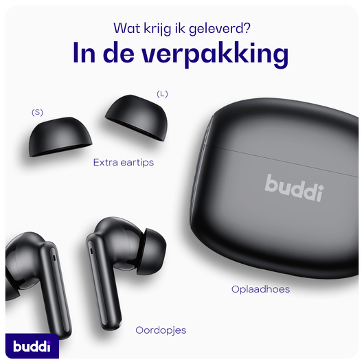 Buddi Pulse Draadloze Oordopjes Noise Cancelling Zwart afbeelding 7