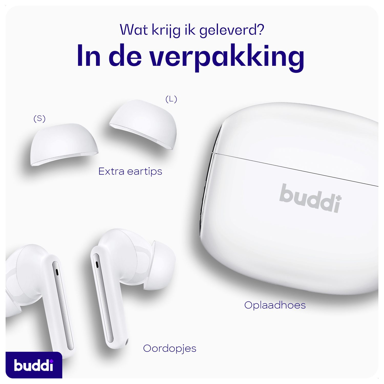Buddi Pulse Draadloze Oordopjes Noise Cancelling ANC + ENC Wit afbeelding 8