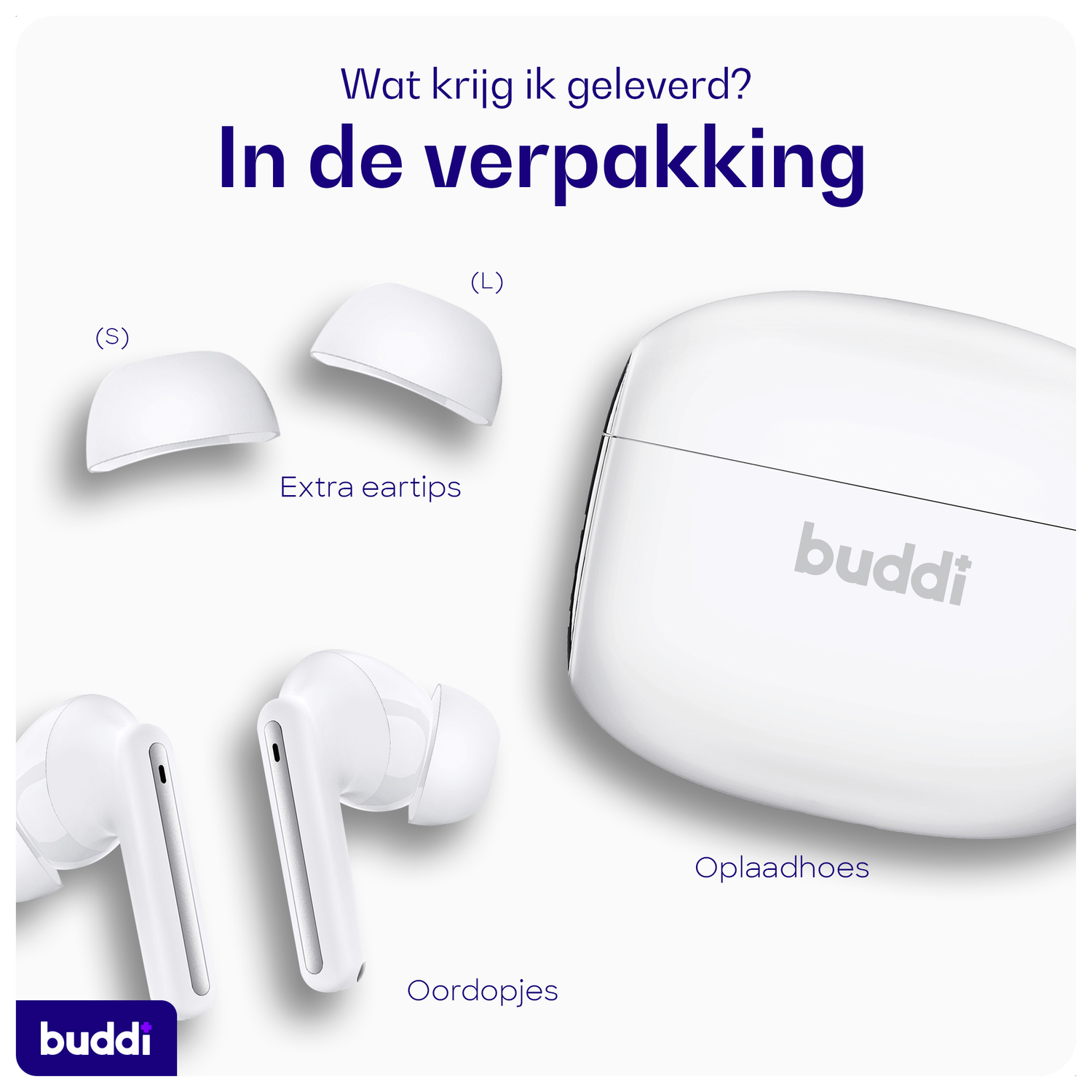Buddi Pulse Draadloze Oordopjes Noise Cancelling Wit afbeelding 7