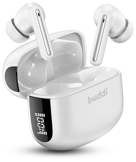Buddi Pulse Draadloze Oordopjes Noise Cancelling Wit afbeelding 1