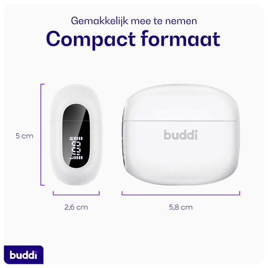 Buddi Pulse Draadloze Oordopjes Noise Cancelling Wit afbeelding 6