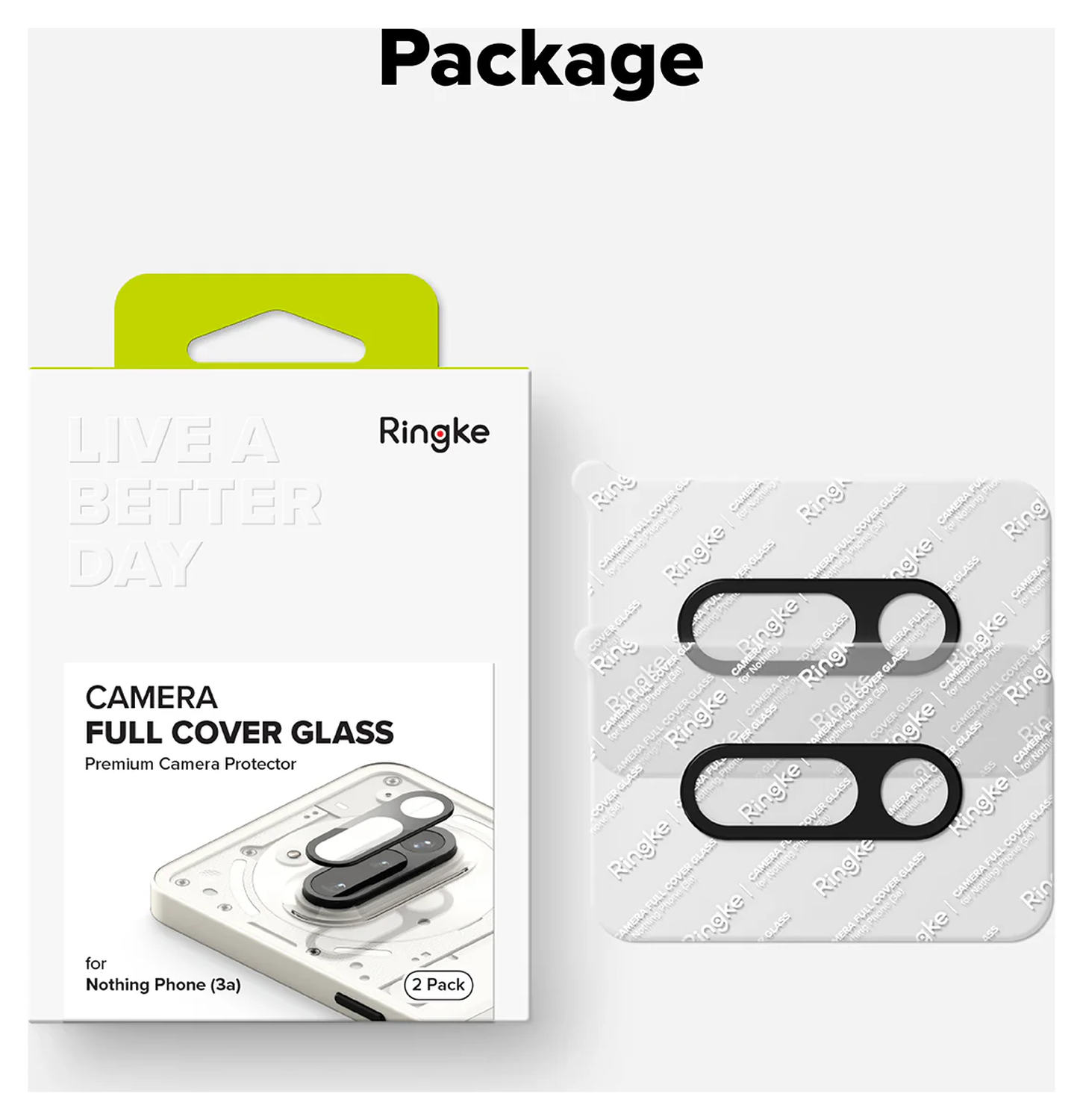 Ringke Full Cover Glass Nothing Phone (3a) Camera Protector Glas (2-Pack) afbeelding 10