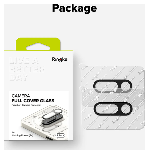 Ringke Full Cover Glass Nothing Phone (3a) Camera Protector Glas (2-Pack) afbeelding 10