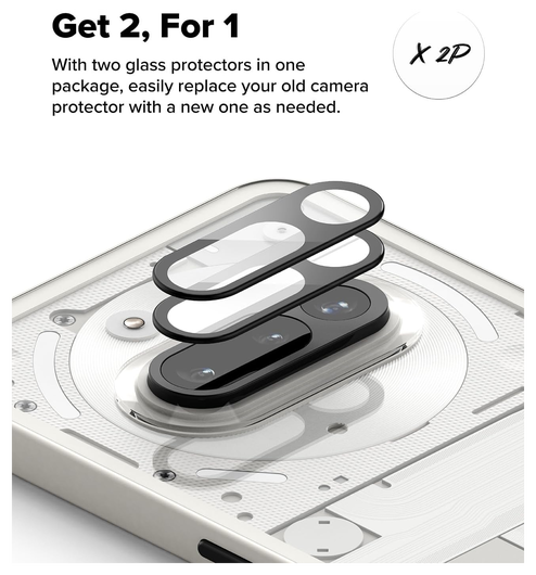 Ringke Full Cover Glass Nothing Phone (3a) Camera Protector Glas (2-Pack) afbeelding 3