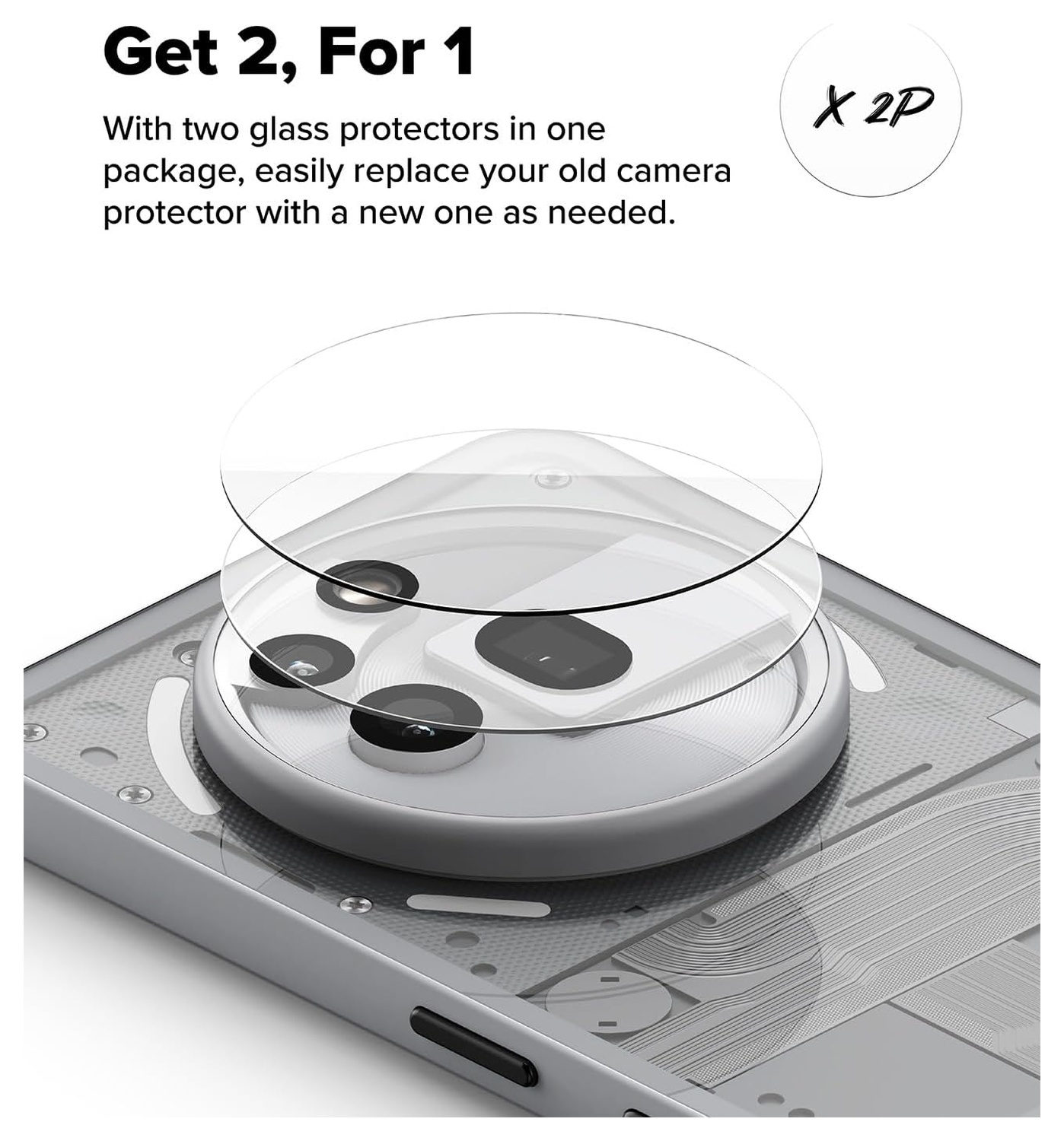 Ringke Nothing Phone (3a) Pro Camera Protector Tempered Glass (2-Pack) afbeelding 4