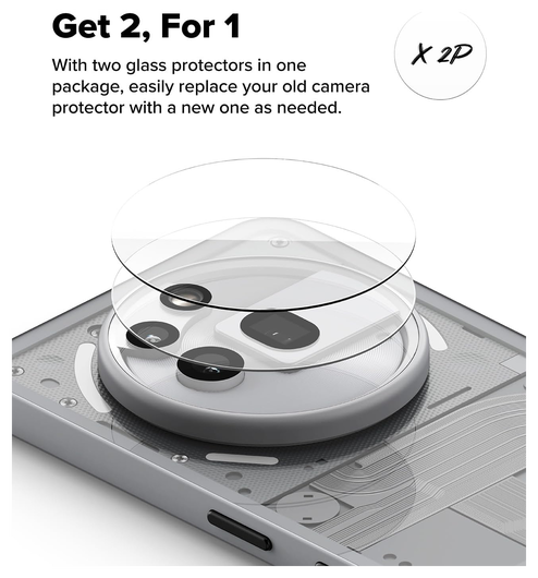 Ringke Nothing Phone (3a) Pro Camera Protector Tempered Glass (2-Pack) afbeelding 4