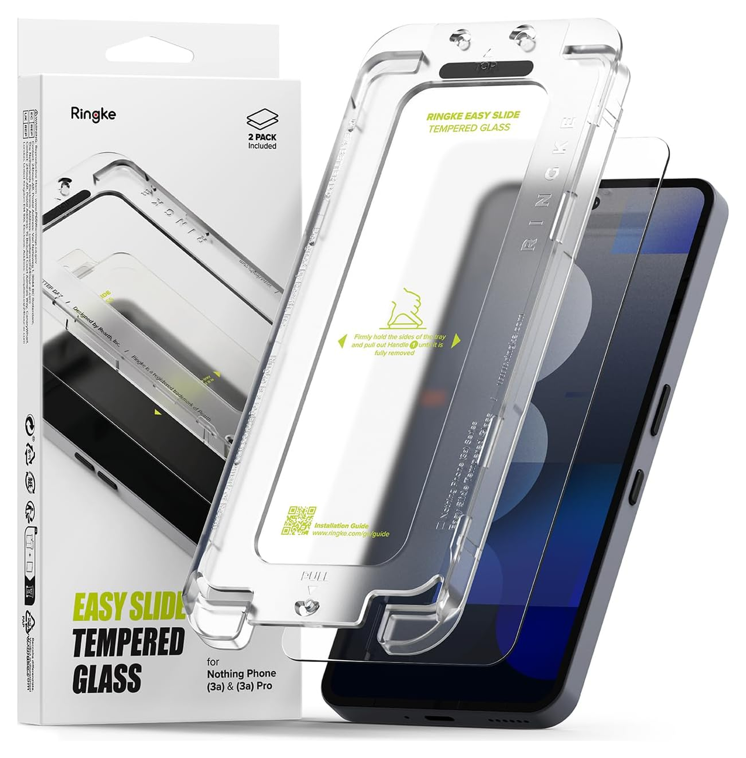 Ringke Easy Slide Nothing Phone (3a) / (3a) Pro Screen Protector met Jig 2-Pack afbeelding 1