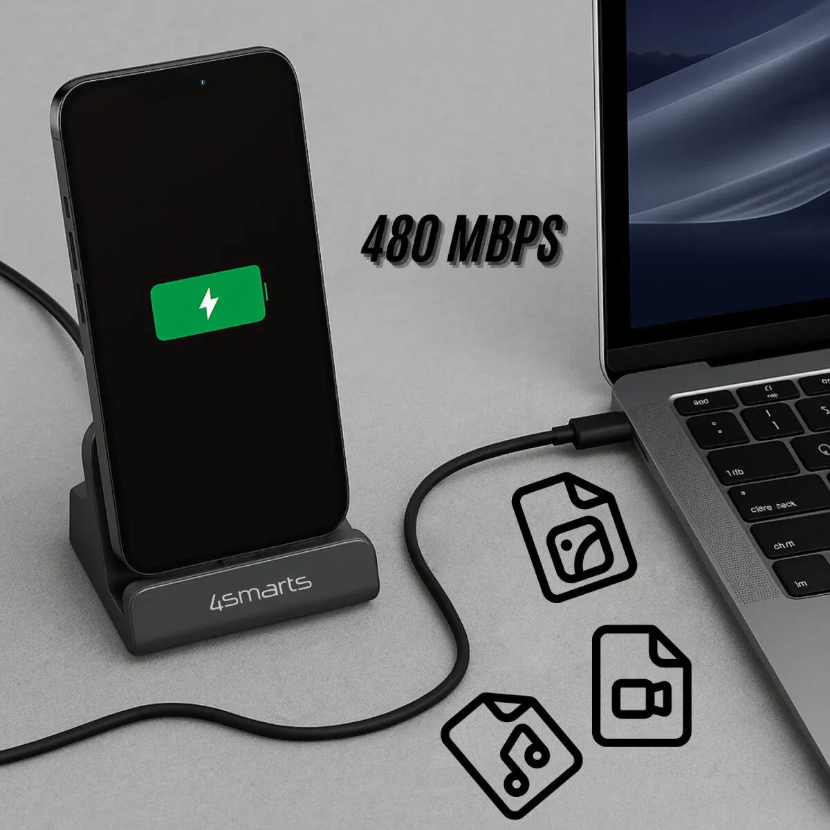 4Smarts VoltDock USB-C Houder met Oplader 60W Grijs afbeelding 6