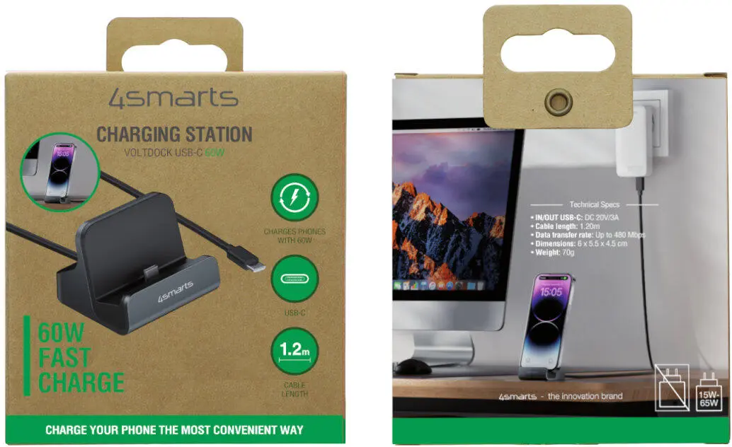 4Smarts VoltDock USB-C Houder met Oplader 60W Grijs afbeelding 7