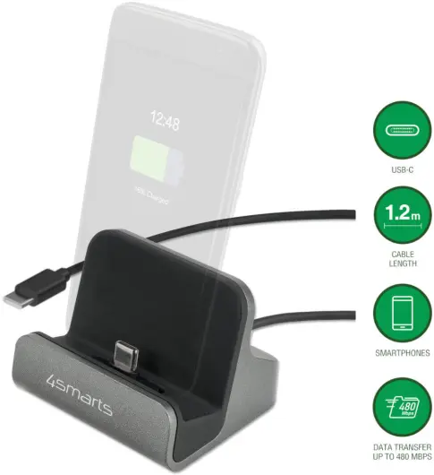 4Smarts VoltDock USB-C Houder met Oplader 60W Grijs afbeelding 1