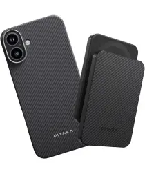 PITAKA Apple iPhone 16 Hoesje met 5.000mAh MagSafe Powerbank Zwart afbeelding
