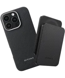 PITAKA Apple iPhone 16 Pro Max Hoesje met 5.000mAh MagSafe Powerbank Zwart afbeelding