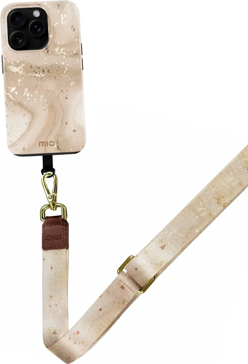 MIO MagSafe iPhone 16 Pro Max Hoesje met Telefoonkoord Gold Marble afbeelding 1