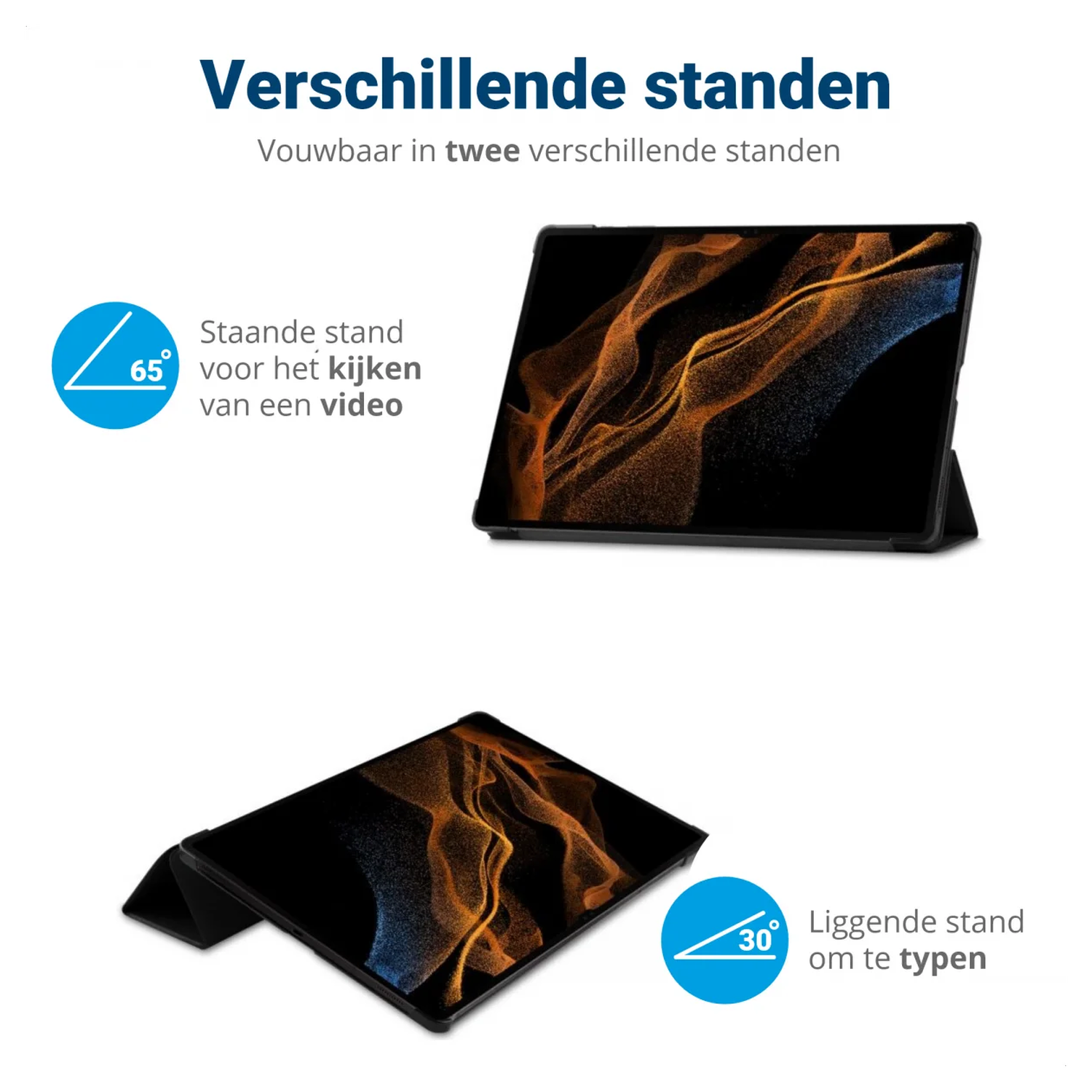 Samsung Galaxy Tab S10 FE Plus Hoes Tri-Fold Book Case met Standaard Zwart afbeelding 3