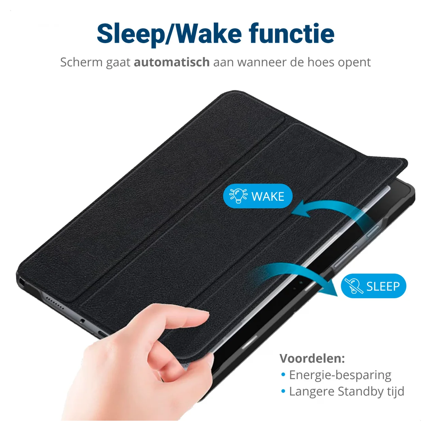 Samsung Galaxy Tab S10 FE Plus Hoes Tri-Fold Book Case met Standaard Zwart afbeelding 4