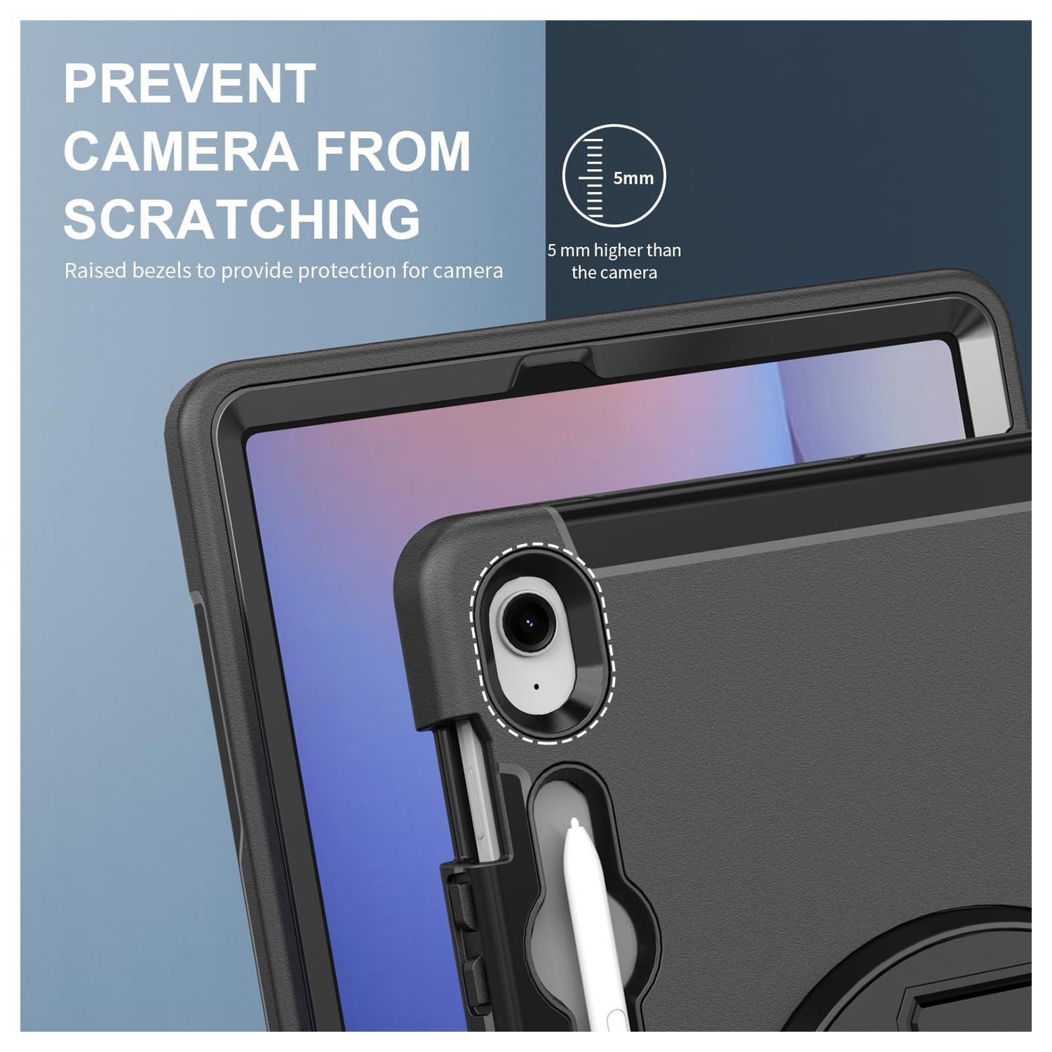 Samsung Galaxy Tab S10 FE Plus Hoes Back Cover met Kickstand en Handriem Zwart afbeelding 3