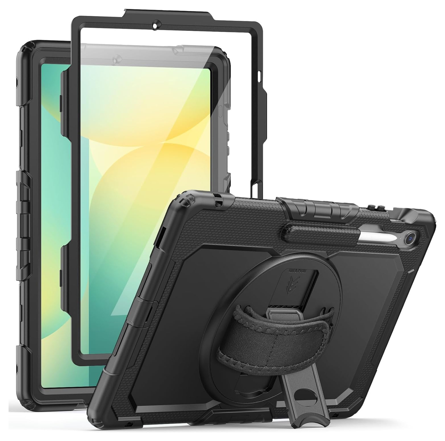 Samsung Galaxy Tab S10 FE Plus Hoes met Screen Protector en Handriem Zwart afbeelding 1