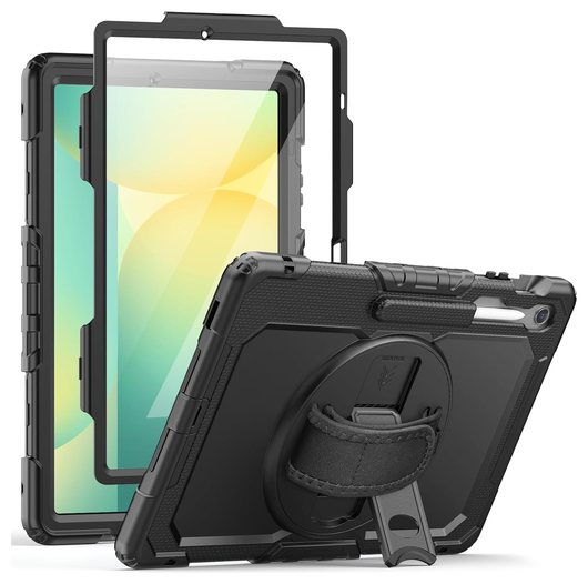 Samsung Galaxy Tab S10 FE Plus Hoes met Screen Protector en Handriem Zwart afbeelding 1